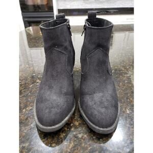 Carlos by Carlos Santana Daisy Boot Womens 7.5M Black Suede Block Heel Side Zip
